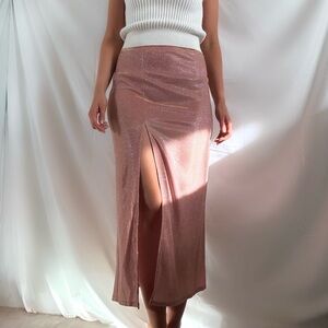 ASOS pink sparkle midi skirt size 4 slit pastel shimmer glitter Glinda